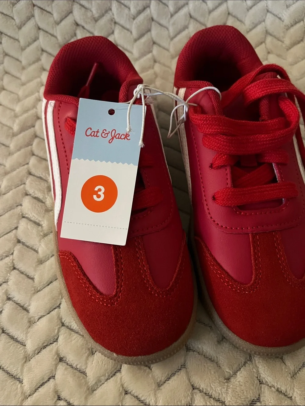 Cat & Jack Red Kids Sneakers with White Side Stripe